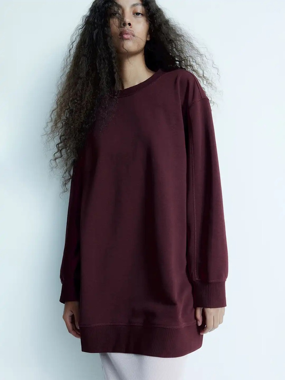 H&M Sweatshirt Dress in Burgundy